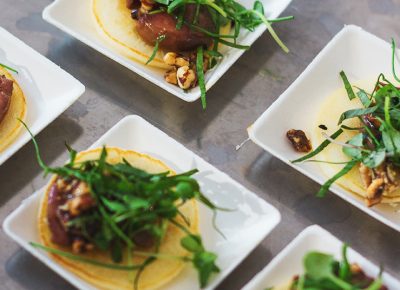 350 Main has piqued my interest and excited my tastebuds with their cold smoked foie gras on a truffle pancake accompanied with lovage and candied pecans. Photo: Talyn Sherer