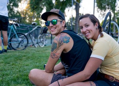 Jimmy Araneda and Eryn Sacro have been playing bike polo for six years and two years, respectively. The two met in Fresno, California, at a bike polo tournament. Photo: Jo Savage // @SavageDangerWolf