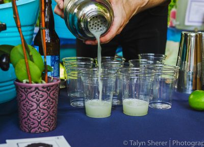 3 Badge Mixology teams up with Copper Common to pour up the “Hello Honey Cocktail,” consisting of Bozcal Mezcal, Cointreau, hopped honey jalapeño syrup, lime and Proper Brewing Co.'s Lake Effect Gose. Photo: Talyn Sherer