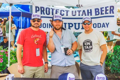 (L–R) Steve Mills, Rio Connelly and Mike Johnson of IPUB came out in full force to get the public on board with effecting reasonable changes to legislators' decisions to add more restrictions to responsible drinkers and brewers. Photo: Talyn Sherer