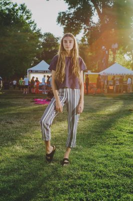Lillian Rothey's striped pants and long hair lent a very unique look. Photo: @clancycoop