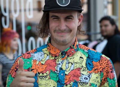 The Gold Blood Collective attracts artists like Bryan Perrenoud (@shmoxd) who produces DIY videos about making tie-dyed T-shirts, embroidered patches and enameled pins. Photo: John Barkiple