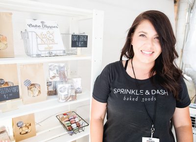 Amanda Andersen of Sprinkle and Dash also has greeting cards and cook books for sale in her bakery booth. LmSorenson.net