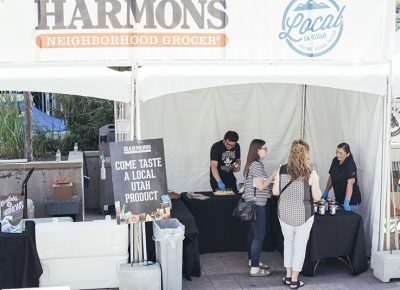 Harmons booth visitors taste-testing local Utah product. Photo: @william.h.cannon