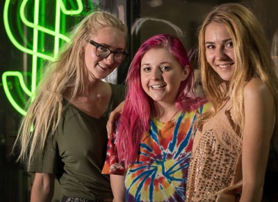 (L–R) Kaitlyn, Kennadi and Sasha came out to see Radius because “He pumps us up,” says Kennadi. “He’s unique, and I expect him to be successful.” Photo: John Barkiple