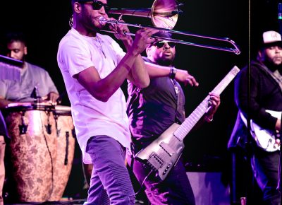 Troy "Trombone Shorty" Andrews & Orleans Avenue playing in Salt Lake City. Photo: Lmsorenson.net
