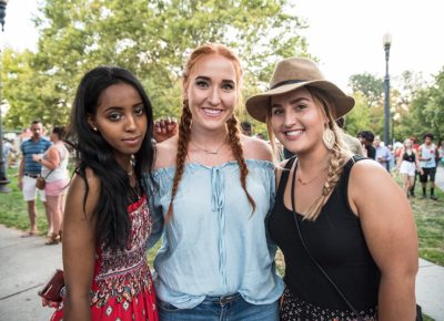 Zay, Naiomi and Sarah enjoying the evening, waiting for Solange to arrive. Photo: Gilbert Cisneros