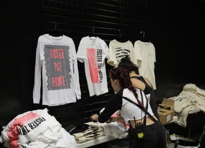 Foster the People merchandise and T-shirt designs available for purchase. Photo: Lmsorenson.net