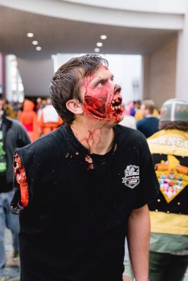Tristan remains in character as he makes his way through the hallways inside Salt Lake Comic Con. Photo: Lmsorenson.net