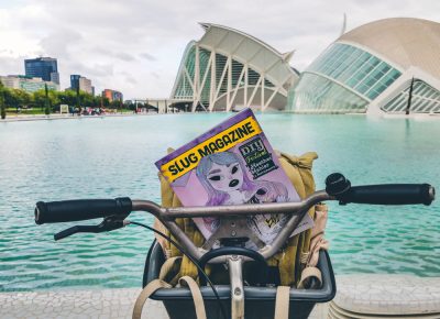 Our last day in Valencia was spent bike riding down to the City of Arts and Science, where we soaked up the view of the incredible architecture around us. Photo: Talyn Sherer