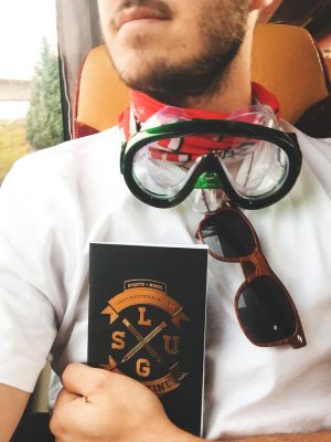 Holding the SLUG journal closeby to take notes of the days festivities on the way to La Tomatina. Photo: Talyn Sherer