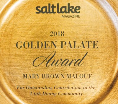 The best and perhaps most well-deserved award of the night went to Mary Brown Malouf with her Golden Palate award. Photo: Talyn Sherer