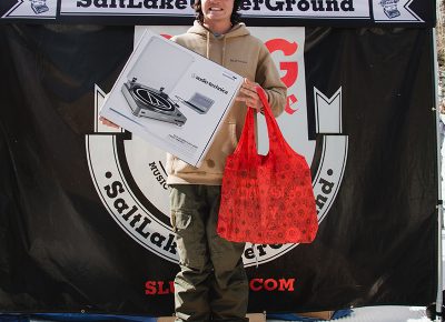 Paxton Alexander taking home Best Trick – Snow for his 180 switch backside 540 up box to down box. Photo: Matthew Hunter