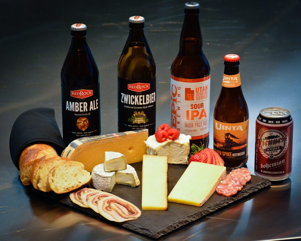 Cheese and Charcuterie board built around both domestic and imported cheeses, cured meats and locally brewed craft beers.