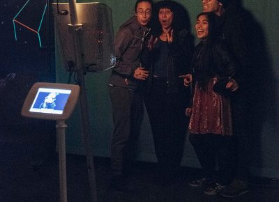 Natsuki, Tatiana, Leon, and Rachel making good use of the Smilebooth in Urban Lounge. Photo: Will Cannon