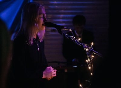 Bridgers ditching the guitar to sing vocals over Nick White’s keys. Photo: Matthew Hunter