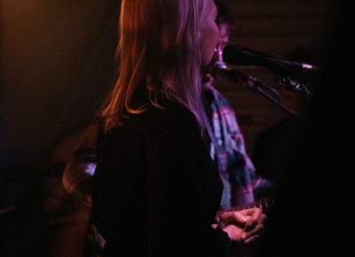 Bridgers singing backup for Harrison Whitford. Photo: Matthew Hunter