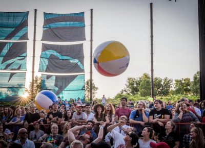 Giant beach balls bounce about the crowd. Photo: ColtonMarsalaPhotography.com