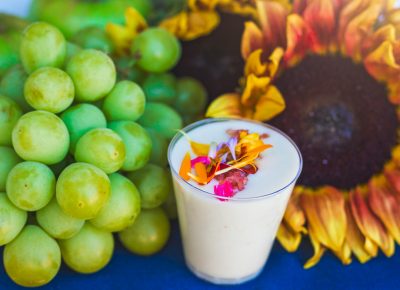 Park City Culinary Institute gave us a refreshing palate cleanser with their Ajo Blanco, a Spanish cold soup made of bread, crushed almonds, garlic, water, olive oil, salt and vinegar. Photo: Talyn Sherer
