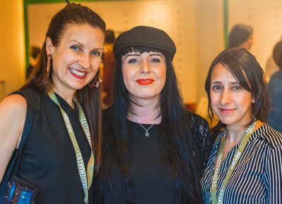 (L–R) SLUG Executive Editor Angela H. Brown poses with Alanja and Jessica Ohlen while enjoying the delicious tastings in the VIP section. Photo: Talyn Sherer