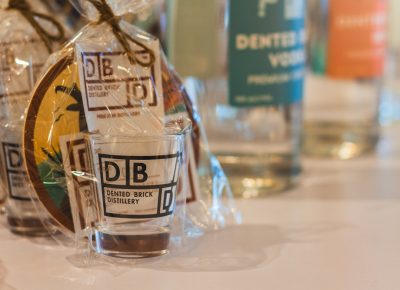 Dented Brick Distillery passes out small swag bags for your after-party pleasure. Photo: Talyn Sherer