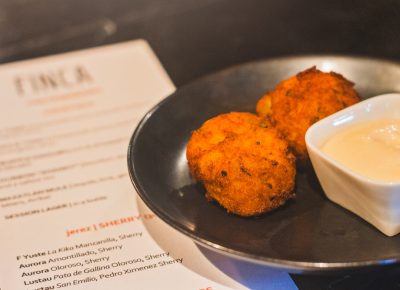 Finca provided us with some savory salmon fritters to start off our tour. Photo: Talyn Sherer