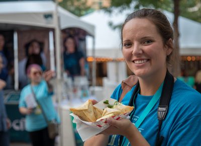 Craft Lake City Social Media Coordinator, Mary Elizabeth Hammond took an empanada break after visiting the Argentine’s Best booth.