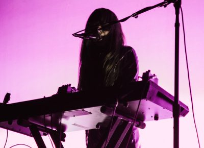 Legrand sporting heavy black makeup during her performance.