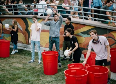 Giant beer pong was among the most creative party games available to concert-goers.