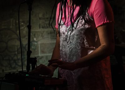A multi-instrumentalist and frontwoman, Wens stepped away from the mic to lay down a synth line.