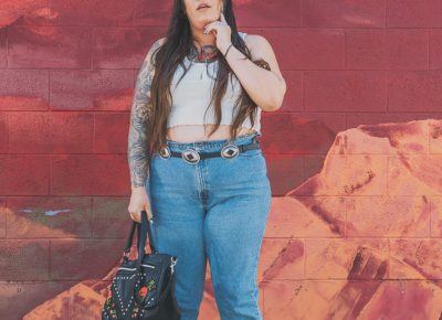 "I've always loved vintage. I've thrifted since high school. Being a plus-size person it's hard to find clothing. Especially 15–20 years ago, it was really hard to find cool pieces in plus size—so I thrifted trying to find alternative ways," says Whitmore. "So I have a really good eye when it comes to finding things." Photo: @clancycoop