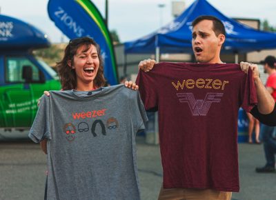 (L–R) Celeste and Daniel Lundell rock the Weezer swag.