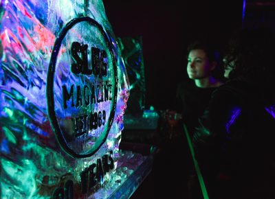 The line for the Jager Bomb Ice Luge kept growing throughout the night.