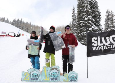 Men's 17 and under ski winners, Jaxon Lewis, Alex Mallen and Luke Mallen.
