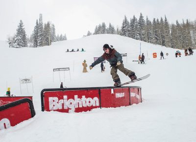 3rd Place Men's Open Snow – Evan Thomas, noseslide on the C-rail