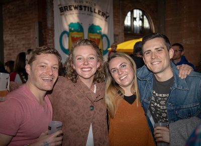 (L-R) Mike Brown, Hannah Martin, Esther Nemethy and Tyler Brennick met at Vermont’s UVM. It’s a bigger drinking scene back there, but they’ve noticed improvements in Salt Lake’s growing scene. Photo: John Barkiple