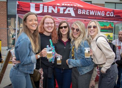(L-R) Carly Johnson, Jordan Hawkes, Ali Visconti, Elizabeth Nielson and McCall Benson hit the Uinta booth for beer. Johnson and Benson have been friends since 7th grade. Photo: John Barkiple