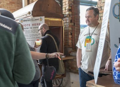 Steven Jerman taking voter tickets. Photo: Jayson Ross