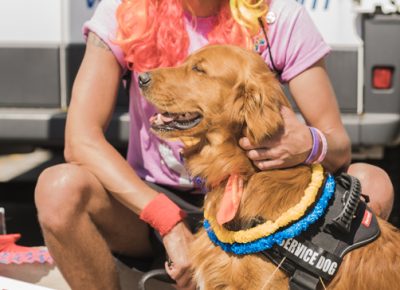 Aj and his dog Harpua were decked to the nines for this year’s Pride parade.