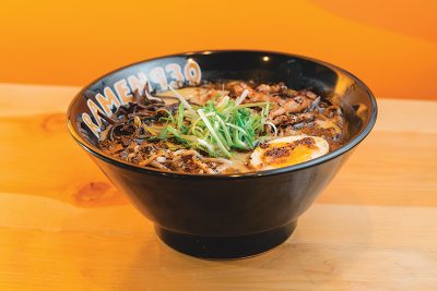 The Black Garlic Pork Ramen brings traditional Ramen practices together for the perfect savory meal.