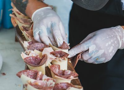 Beltex Meats prepares a charcuterie cone as we all wonder where they have been all our whole lives.