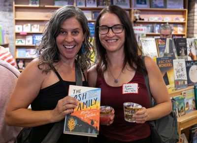 (L–R) Susan Fleck and Katie Tschanz talk about The Ash Family. “Lila Weller told me to read this, and I haven’t read a better book in years. It’s about young women and cult mentalities,” Fleck said. “Sold,” Tschanz said.