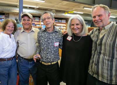 (L–R) Karen Green, Brent Green, Tony Weller, Brooke Williams and Terry Tempest Williams attended the 90th Anniversary Party for Weller Book Works.