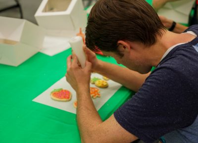 Decorating cookies takes some concentration.