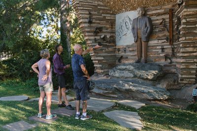 Some Gilgal Sculpture Garden patrons take in the area's strange beauty.