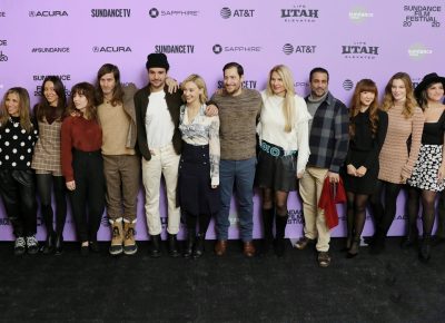 Cast and production members for Black Bear at the Sundance Film Festival 2020. Photo: Logan Sorenson (LmSorenson.net)