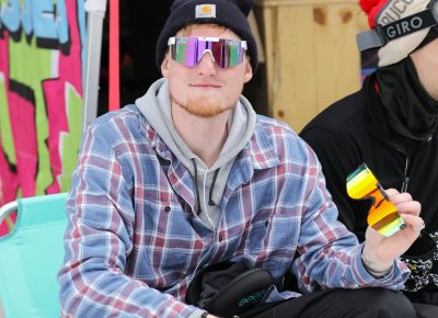 One lucky dude snags a new pair of Pit Viper Sunglasses at the SLUG 20th Anniversary Meltdown Games at Brighton Resort.