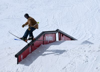 Skier sliding through.
