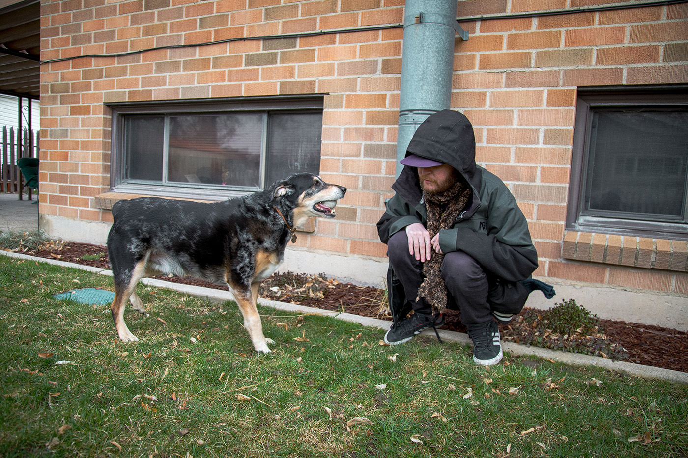 (L–R) Ender (dog) gets plenty of rubber-ball fetch time from his weird uncle, Mike Brown (human).