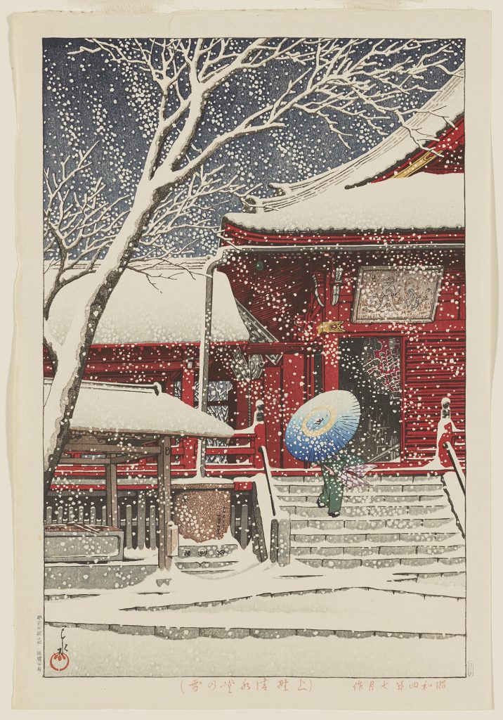 Kawase Hasui – Snow at Kiyomizu Hall in Ueno (from Seven Masters)